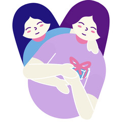 mother and daughter with a gift