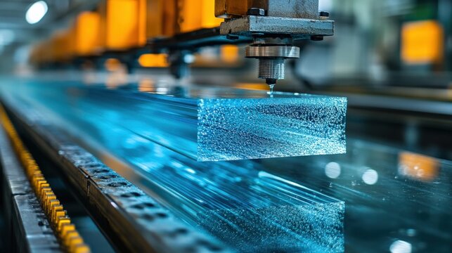 Modern glass cutting process using automated machinery for precision crafting