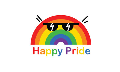 Happy Pride Rainbow with Cool Sunglasses Style