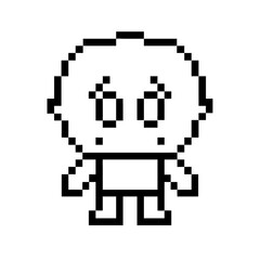 pixelated character icon, pixelated character line art - simple line art of pixelated character, perfect for pixelated character logos and icons