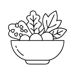plant based bowl icon, plant based bowl line art - simple line art of plant based bowl, perfect for plant based bowl logos and icons