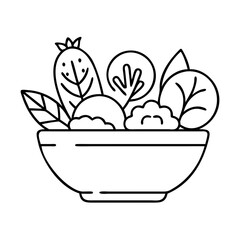 plant based bowl icon, plant based bowl line art - simple line art of plant based bowl, perfect for plant based bowl logos and icons