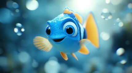 A cartoon fish with a big smile on its face