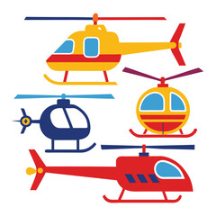 Helicopter set icon isolated on white background