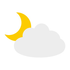 天気予報アイコン：月と雲 - 夜の晴れのちくもり - Weather Forecast Icon: Moon and Cloud - Night Partly Cloudy