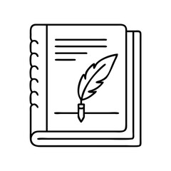 poetry journal icon, poetry journal line art - simple line art of poetry journal, perfect for poetry journal logos and icons