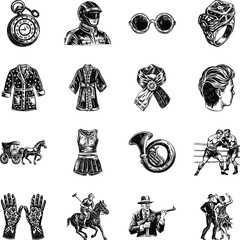 Pack of 20s Accessories Vintage style Illustration 

