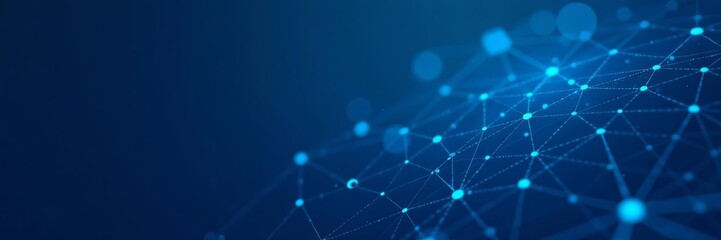 Geometric polygonal design with network connection of dots and lines in blue tones, connect, futuristic, data