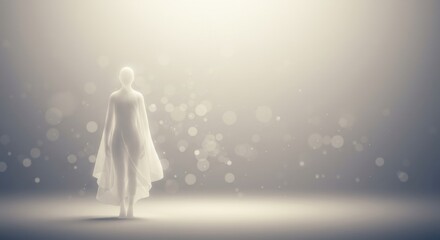 Ethereal Figure in Soft Light: A 3D Render of Spiritual Serenity
