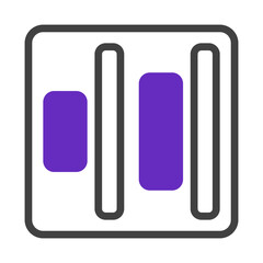 Graphic depiction of equalizer levels showing audio control in a square layout