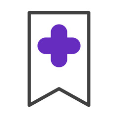 Obraz premium Abstract graphic icon featuring a rounded plus shape within a stylized banner