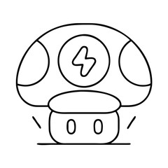 power up mushroom icon, power up mushroom line art - simple line art of power up mushroom, perfect for power up mushroom logos and icons