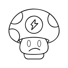 power up mushroom icon, power up mushroom line art - simple line art of power up mushroom, perfect for power up mushroom logos and icons
