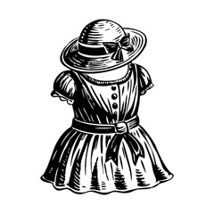 Fototapeta premium Vintage dress illustration in vintage style