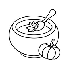 pumpkin soup icon, pumpkin soup line art - simple line art of pumpkin soup, perfect for pumpkin soup logos and icons