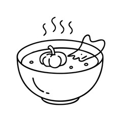 pumpkin soup icon, pumpkin soup line art - simple line art of pumpkin soup, perfect for pumpkin soup logos and icons