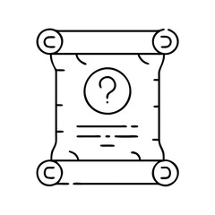 quest scroll icon, quest scroll line art - simple line art of quest scroll, perfect for quest scroll logos and icons