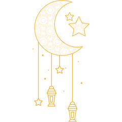 Islamic Moon with Lantern and Star