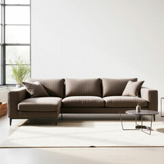 Contemporary living room with green walls and green elements in the interior and a green sofa and planks on the walls. 3D rendering.