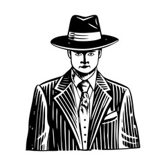 Pinstripe suit illustration in vintage style