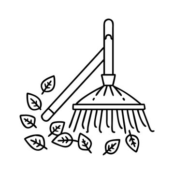 rake leaves black and white clip art preview