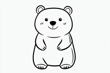 Adorable Cartoon Bear Illustration Perfect for Kids Coloring Book Pages or Cute Animal Designs
