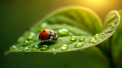 Obraz premium Close-Up of a Ladybug on a Leaf