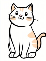 Obraz premium Adorable Cartoon Cat Sitting Illustration Happy Pet Animal Design Perfect for Kids Children's Books