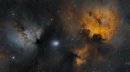 Naklejka premium A captivating view of space, revealing a vast nebula with radiant starfield.