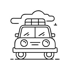 road trip car icon, road trip car line art - simple line art of road trip car, perfect for road trip car logos and icons