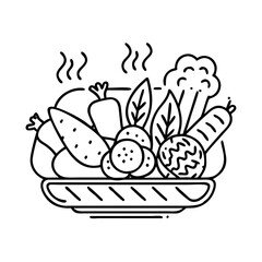 roasted veggies icon, roasted veggies line art - simple line art of roasted veggies, perfect for roasted veggies logos and icons