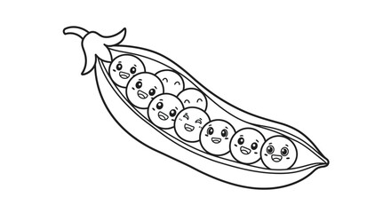 Cheerful Peas in a Pod Character Illustration Ideal for Kid Friendly Coloring Fun