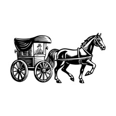 Horse carriage illustration in vintage style