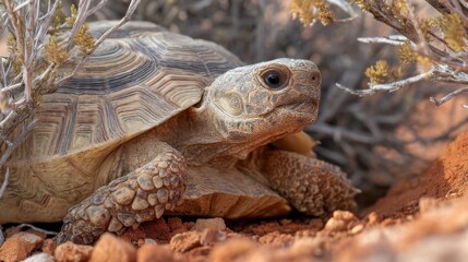 Naklejka premium Desert Dweller: A Mojave Desert Tortoise Portrait