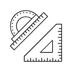 ruler and protractor icon, ruler and protractor line art - simple line art of ruler and protractor, perfect for ruler and protractor logos and icons