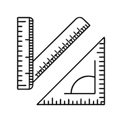 ruler and protractor icon, ruler and protractor line art - simple line art of ruler and protractor, perfect for ruler and protractor logos and icons