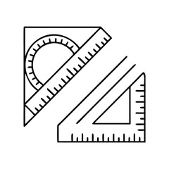 ruler and protractor icon, ruler and protractor line art - simple line art of ruler and protractor, perfect for ruler and protractor logos and icons