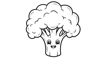 Funny Laughing Broccoli Cartoon Character Drawing for Childrens Coloring Fun
