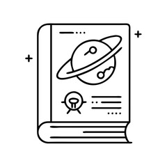 sci fi novel icon, sci fi novel line art - simple line art of sci fi novel, perfect for sci fi novel logos and icons