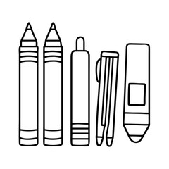 school supplies markers crayons icon, school supplies markers crayons line art - simple line art of school supplies markers crayons, perfect for school supplies markers crayons logos and icons