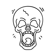 screaming skull icon, screaming skull line art - simple line art of screaming skull, perfect for screaming skull logos and icons