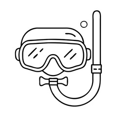 scuba diving mask icon, scuba diving mask line art - simple line art of scuba diving mask, perfect for scuba diving mask logos and icons