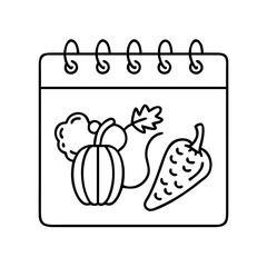 seasonal vegetable calendar icon, seasonal vegetable calendar line art - simple line art of seasonal vegetable calendar, perfect for seasonal vegetable calendar logos and icons