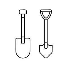 shovel and spade icon, shovel and spade line art - simple line art of shovel and spade, perfect for shovel and spade logos and icons