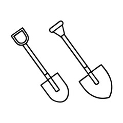 shovel and spade icon, shovel and spade line art - simple line art of shovel and spade, perfect for shovel and spade logos and icons