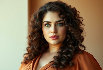 Fototapeta premium Natural light portrait of a fashionable plus-size model