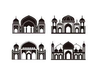 Elegant Mosque Gate and Archway Silhouettes Illustration


