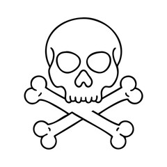 skull and crossbones icon, skull and crossbones line art - simple line art of skull and crossbones, perfect for skull and crossbones logos and icons