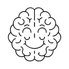 smiling brain icon, smiling brain line art - simple line art of smiling brain, perfect for smiling brain logos and icons