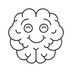 smiling brain icon, smiling brain line art - simple line art of smiling brain, perfect for smiling brain logos and icons